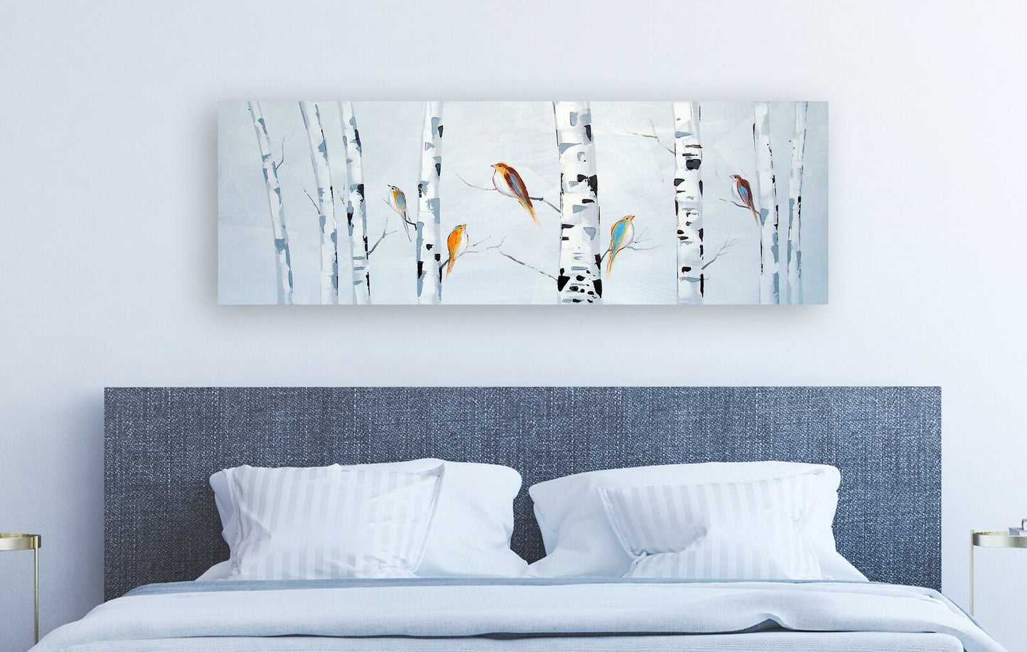 Hand-painted "Birds in the Forest" Modern art, oil painting on canvas, Wall art for living room, bedroom, office - Wrapped Canvas Painting