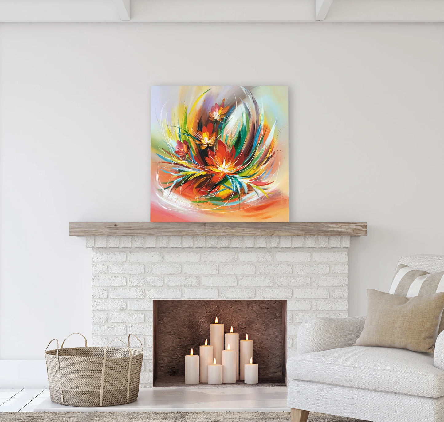 Hand-painted Art "Memory Flowers" painting on canvas original, Canvas Wall Art for living room, bedroom, bar - Wrapped Canvas Painting