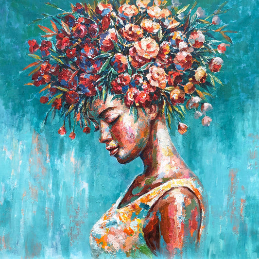 Oil Painting Prints "Flower Girl" Fine art,Canvas Artwork,Wall art for living room,bedroom,Office - Wrapped Canvas Painting