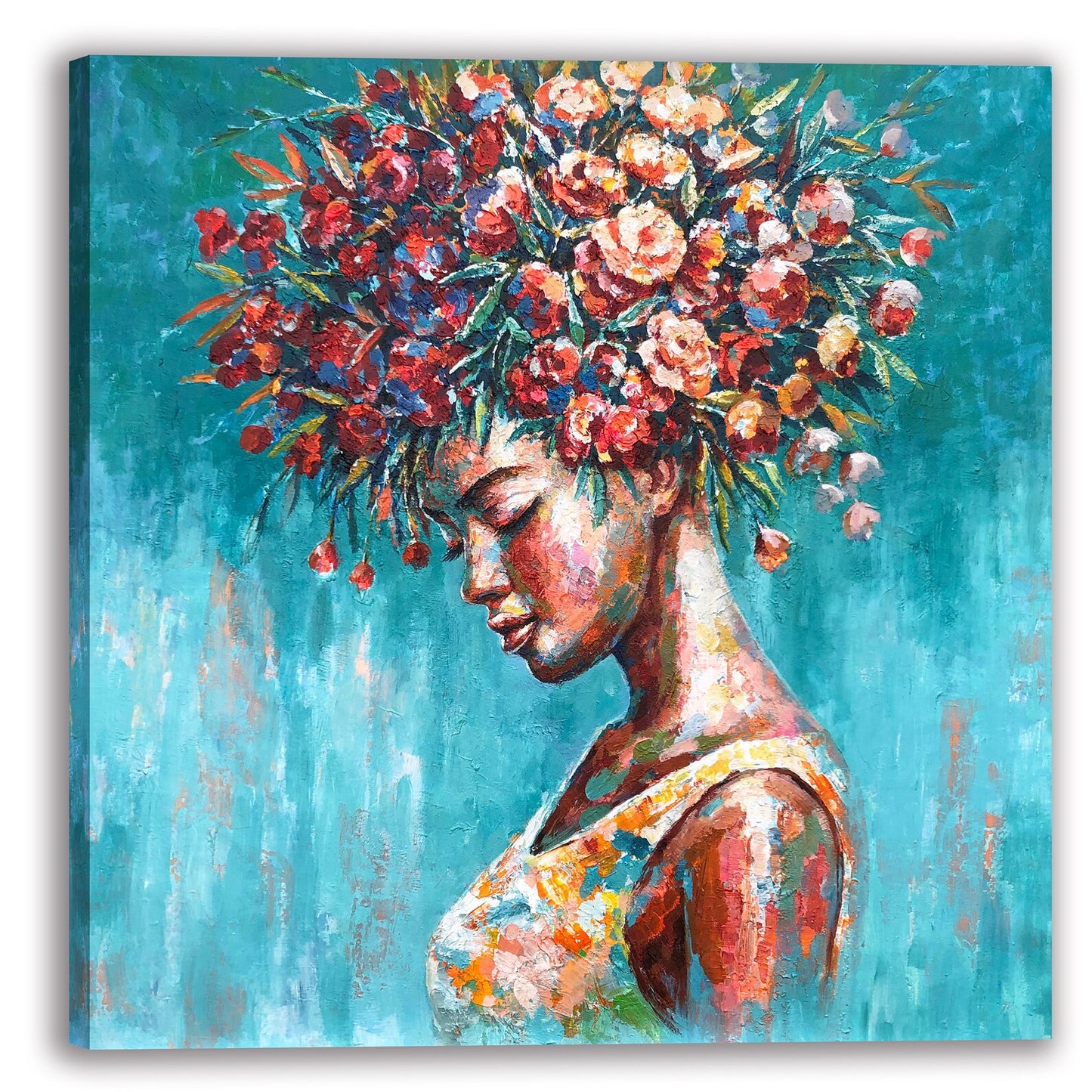 Oil Painting Prints "Flower Girl" Fine art,Canvas Artwork,Wall art for living room,bedroom,Office - Wrapped Canvas Painting