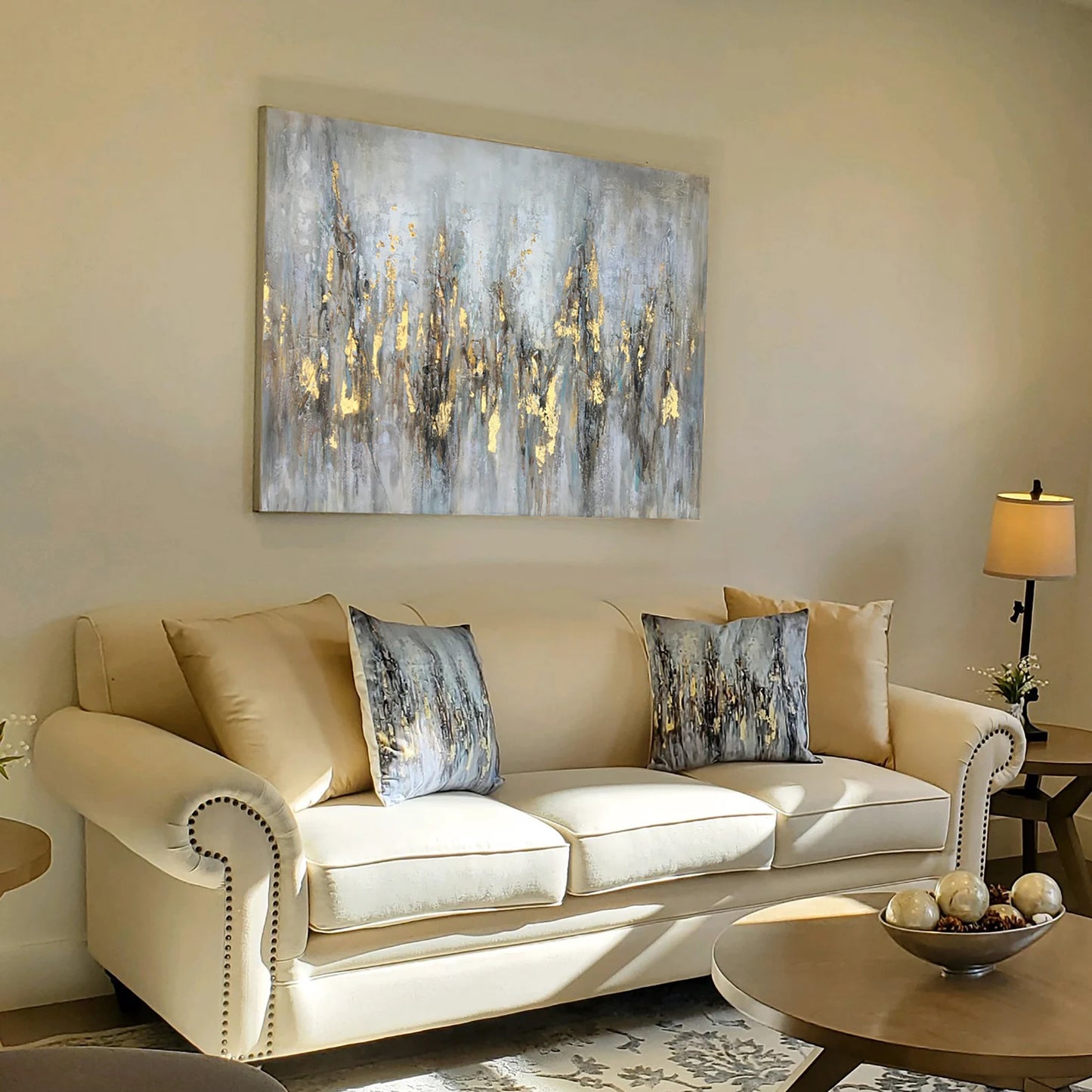 Hand-painted oil painting art "Abstract Glittering Gold" Wall art for living room, bedroom - Wrapped Canvas Painting