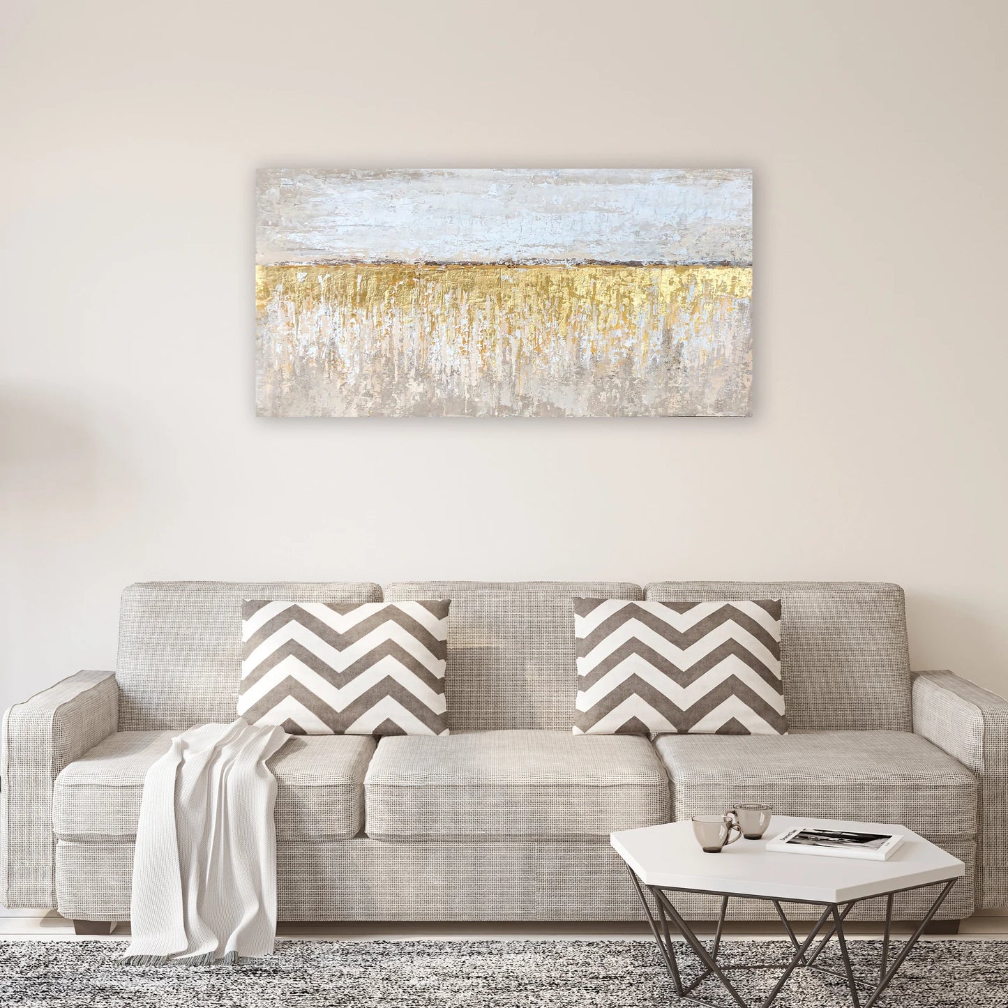 Abstract Hand-painted Art "Gold Grand Canyon" Painting original, Canvas wall art for living room, bedroom, office - Wrapped Canvas Painting