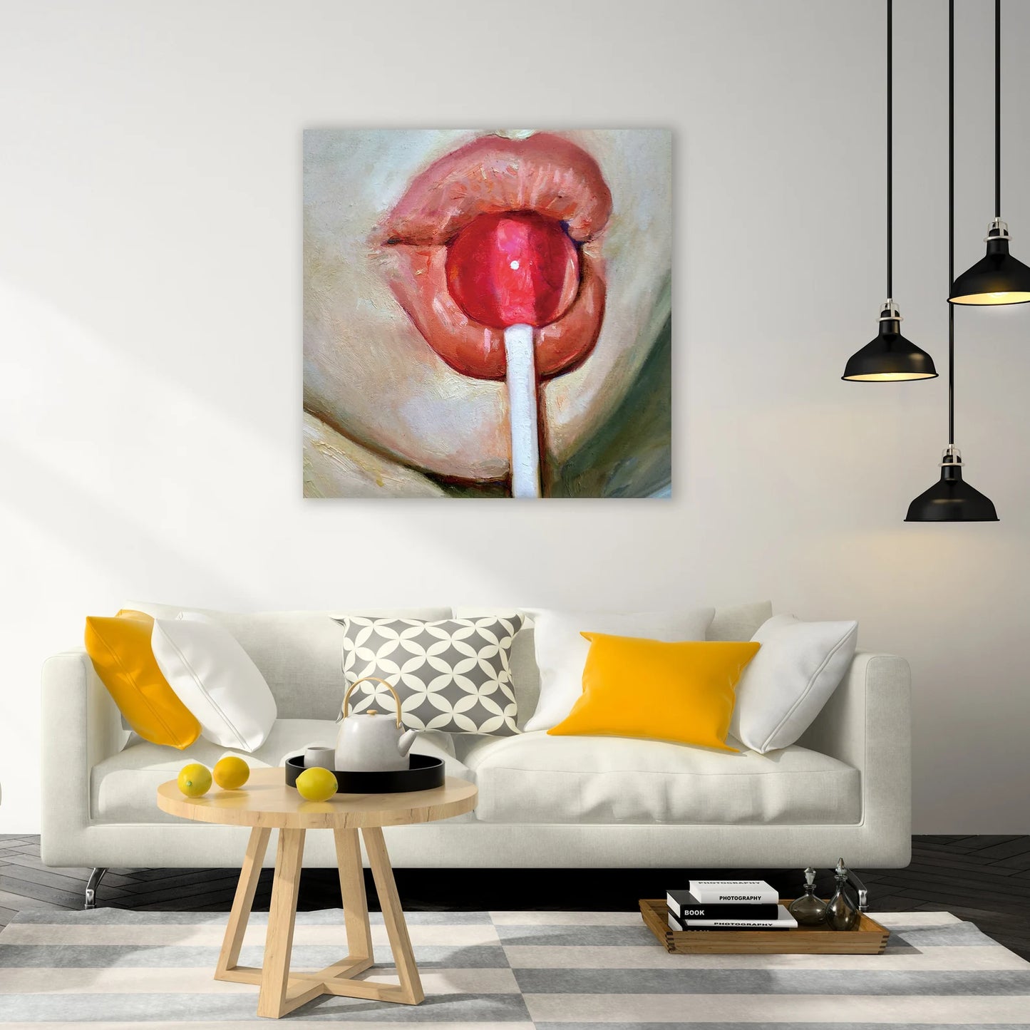 Hand-painted "Luscious Lips" Oil painting on canvas Art, Canvas Wall art for living room, bedroom - Wrapped Canvas Painting