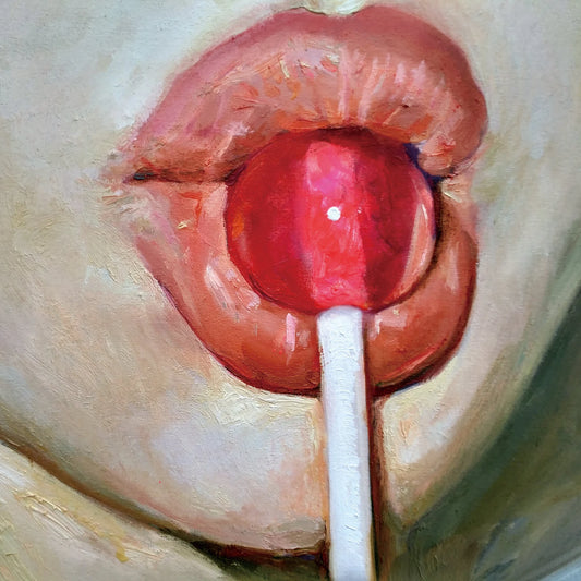 Hand-painted "Luscious Lips" Oil painting on canvas Art, Canvas Wall art for living room, bedroom - Wrapped Canvas Painting