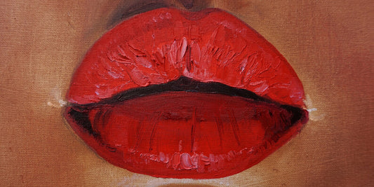Hand-painted "Fire Red lips" Modern painting on canvas art, Canvas Wall art for living room, bedroom - Wrapped Canvas Painting