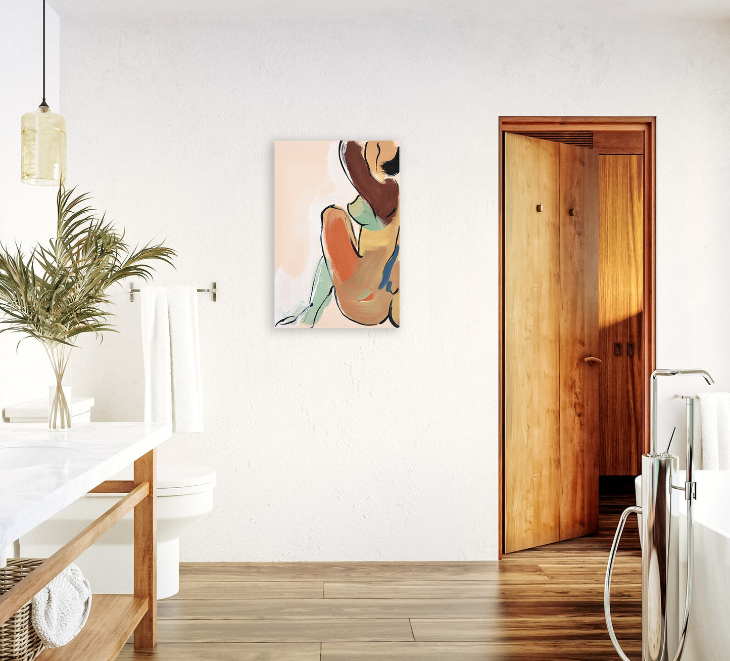 Hand-painted Art "Abstract woman nude" Modern Oil Painting, Wall art for living room, bedroom, office - Wrapped Canvas Painting