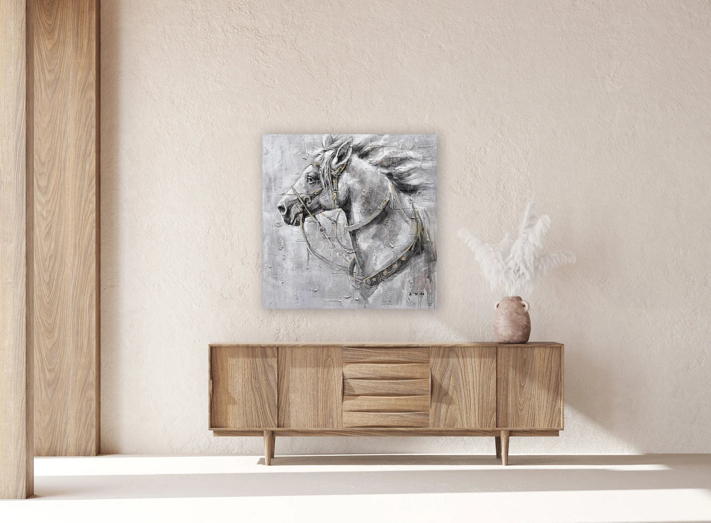 Hand-painted Art "Brave horse" Oil painting original, Canvas Wall art for living room, bedroom, office - Wrapped Canvas Painting