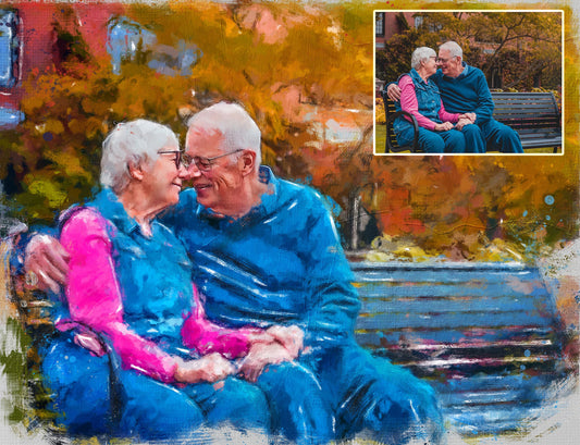 Painting From Photo, Personalized Custom Couple Portrait From Photo, Digital Oil Painting Print On Canvas, Wedding, Anniversary