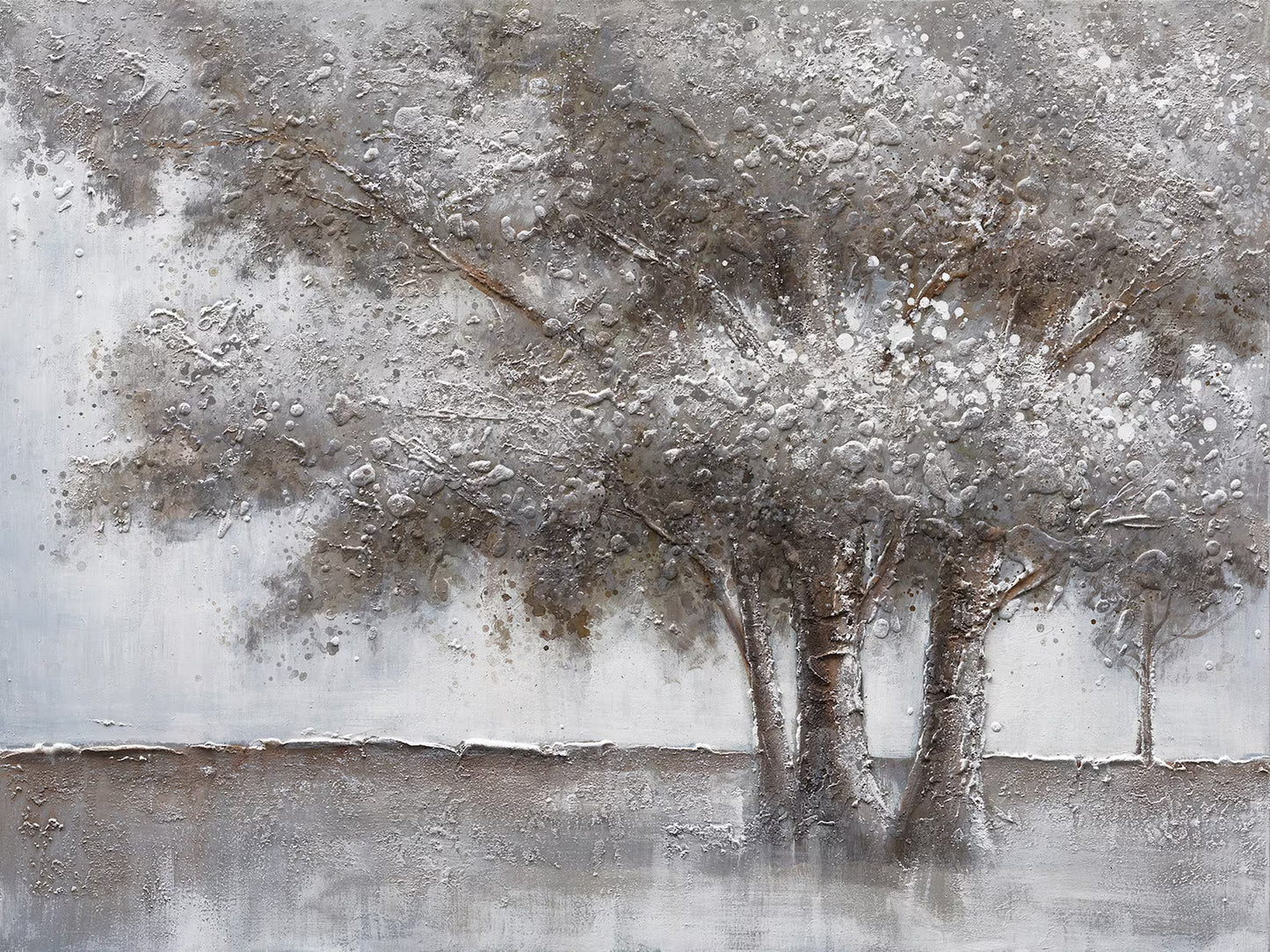 Hand-painted "Winter Snow Tree" Oil painting original. Wall art for living room bedroom Office - Wrapped Canvas Painting