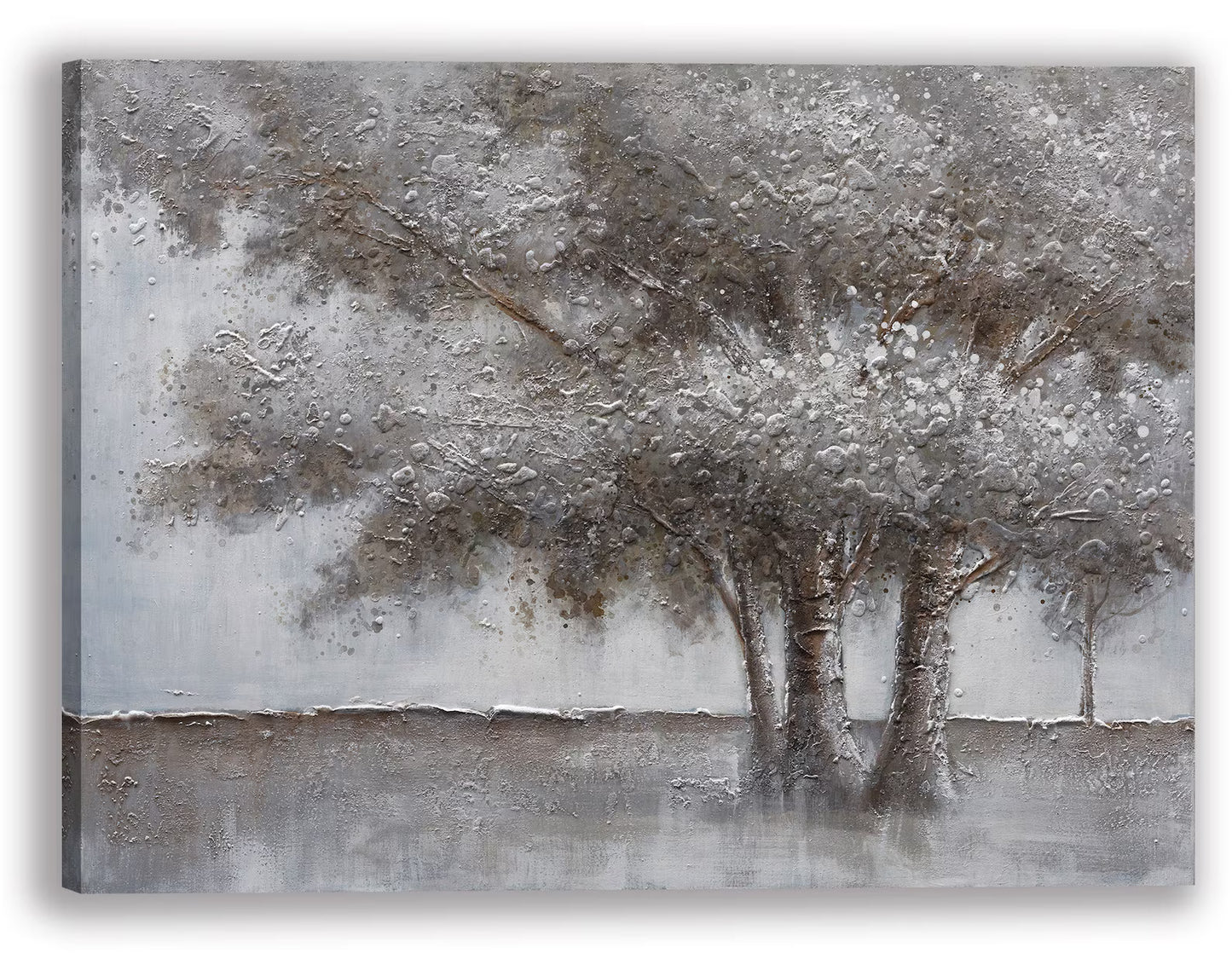 Hand-painted "Winter Snow Tree" Oil painting original. Wall art for living room bedroom Office - Wrapped Canvas Painting