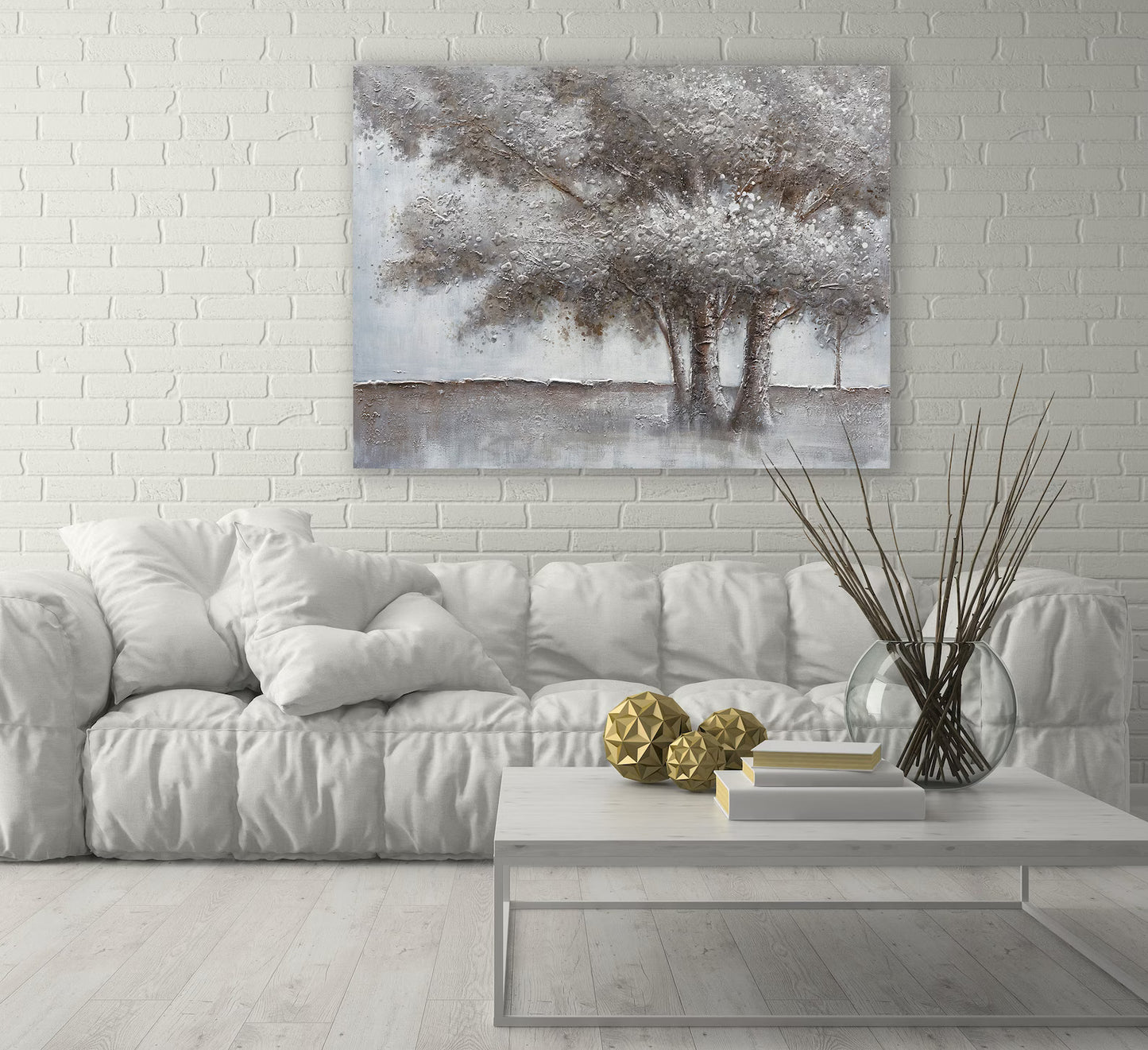 Hand-painted "Winter Snow Tree" Oil painting original. Wall art for living room bedroom Office - Wrapped Canvas Painting