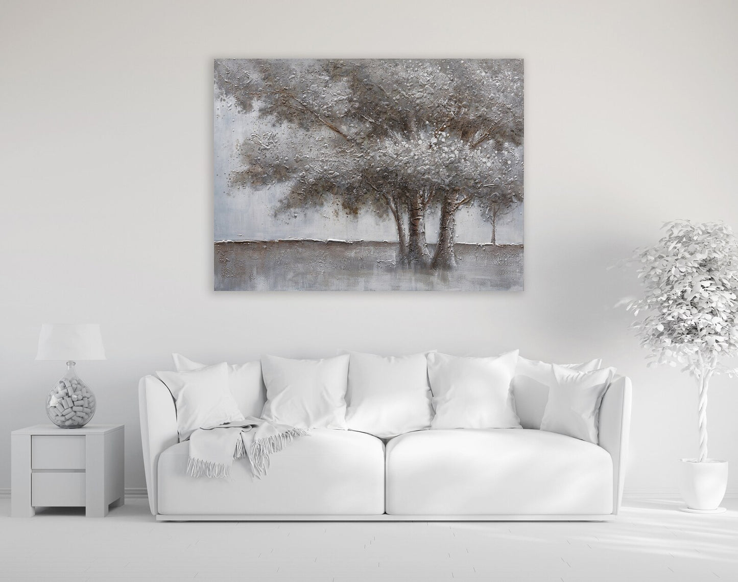 Hand-painted "Winter Snow Tree" Oil painting original. Wall art for living room bedroom Office - Wrapped Canvas Painting