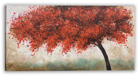 Abstract art "Ethereal Maple" Hand-painted Oil painting original, Wall art for living room, bedroom, office - Wrapped Canvas Painting