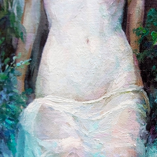 Hand Painted "Nude Woman in Tulle" Oil painting on Canvas Modern Art, Canvas Wall Art - Wrapped Canvas Painting