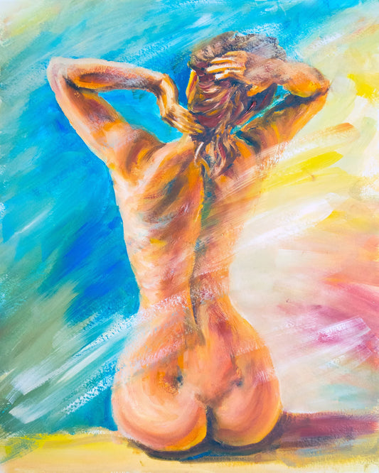 Hand Painted "Naked back woman" Oil painting on Canvas Modern Art, Canvas Wall Art - Wrapped Canvas Painting