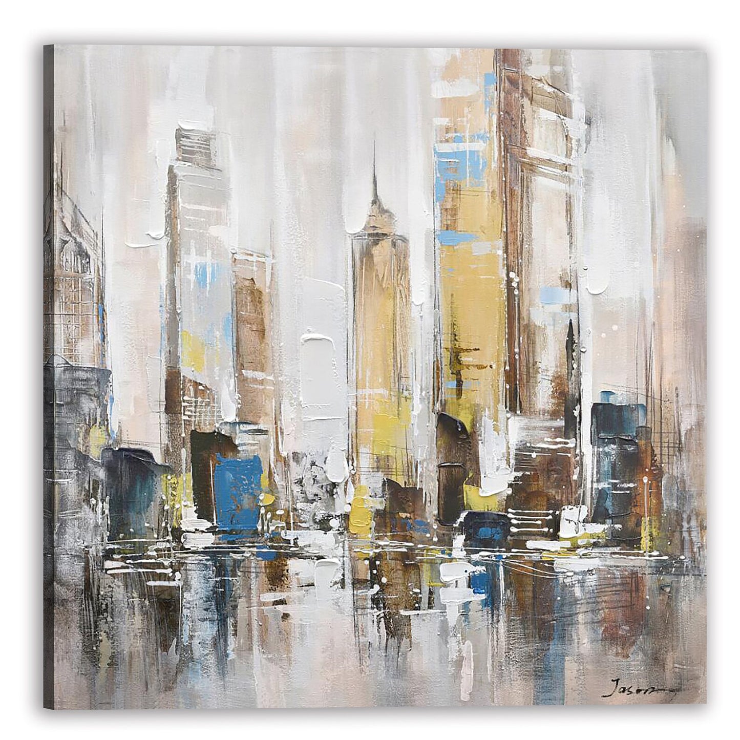 Hand-painted "Splendid city" oil painting original art, Canvas Wall art for living room, bedroom, office - Wrapped Canvas Painting