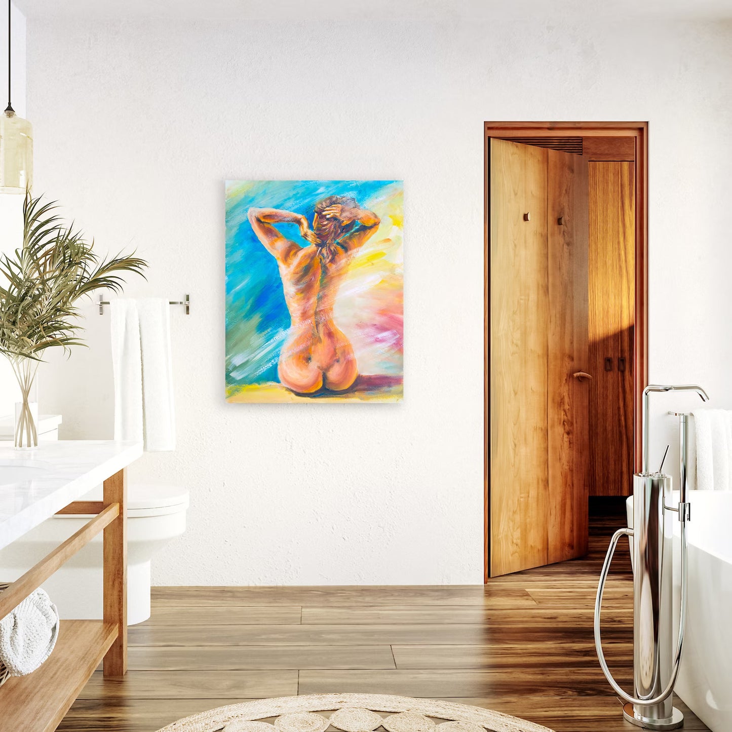 Hand Painted "Naked back woman" Oil painting on Canvas Modern Art, Canvas Wall Art - Wrapped Canvas Painting