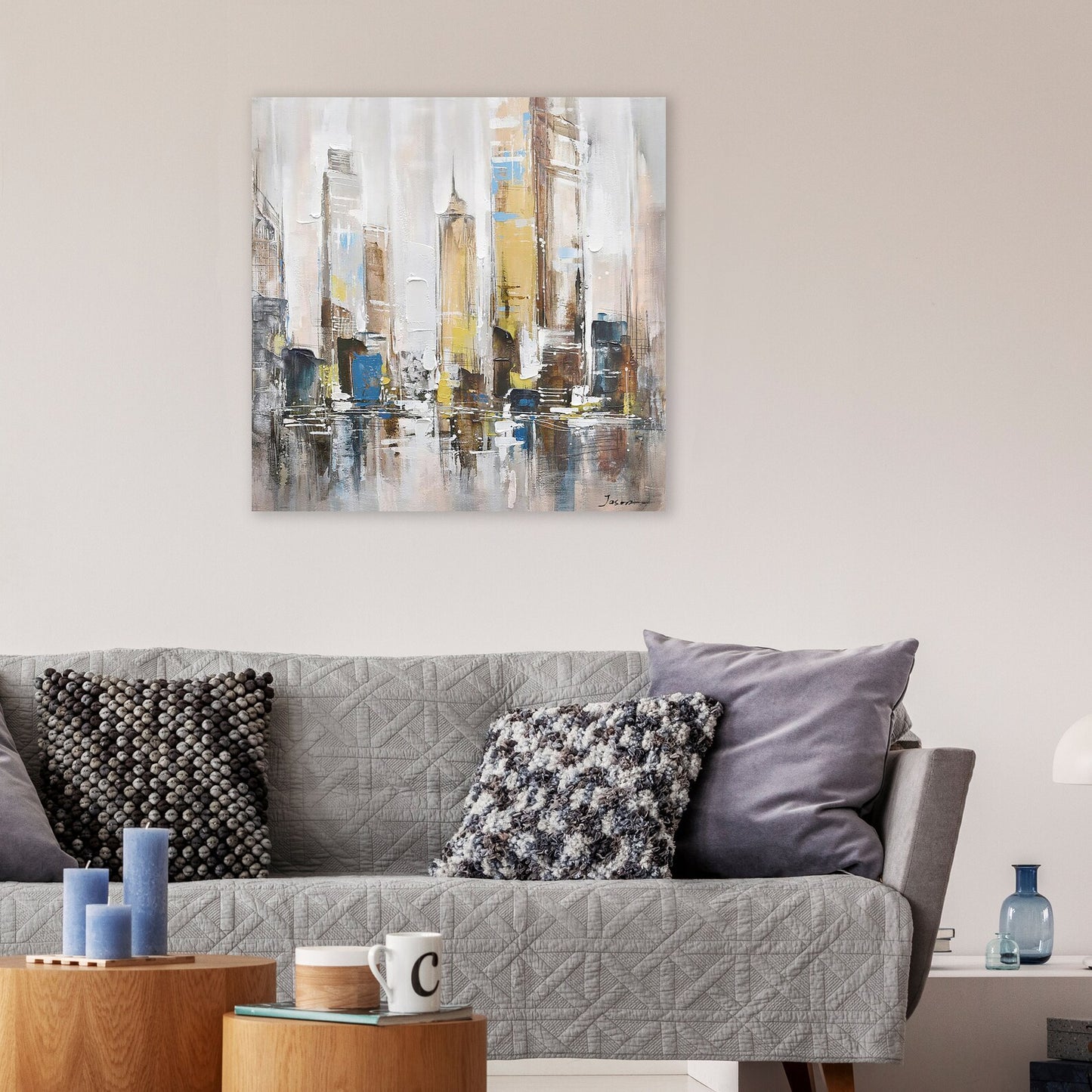 Hand-painted "Splendid city" oil painting original art, Canvas Wall art for living room, bedroom, office - Wrapped Canvas Painting