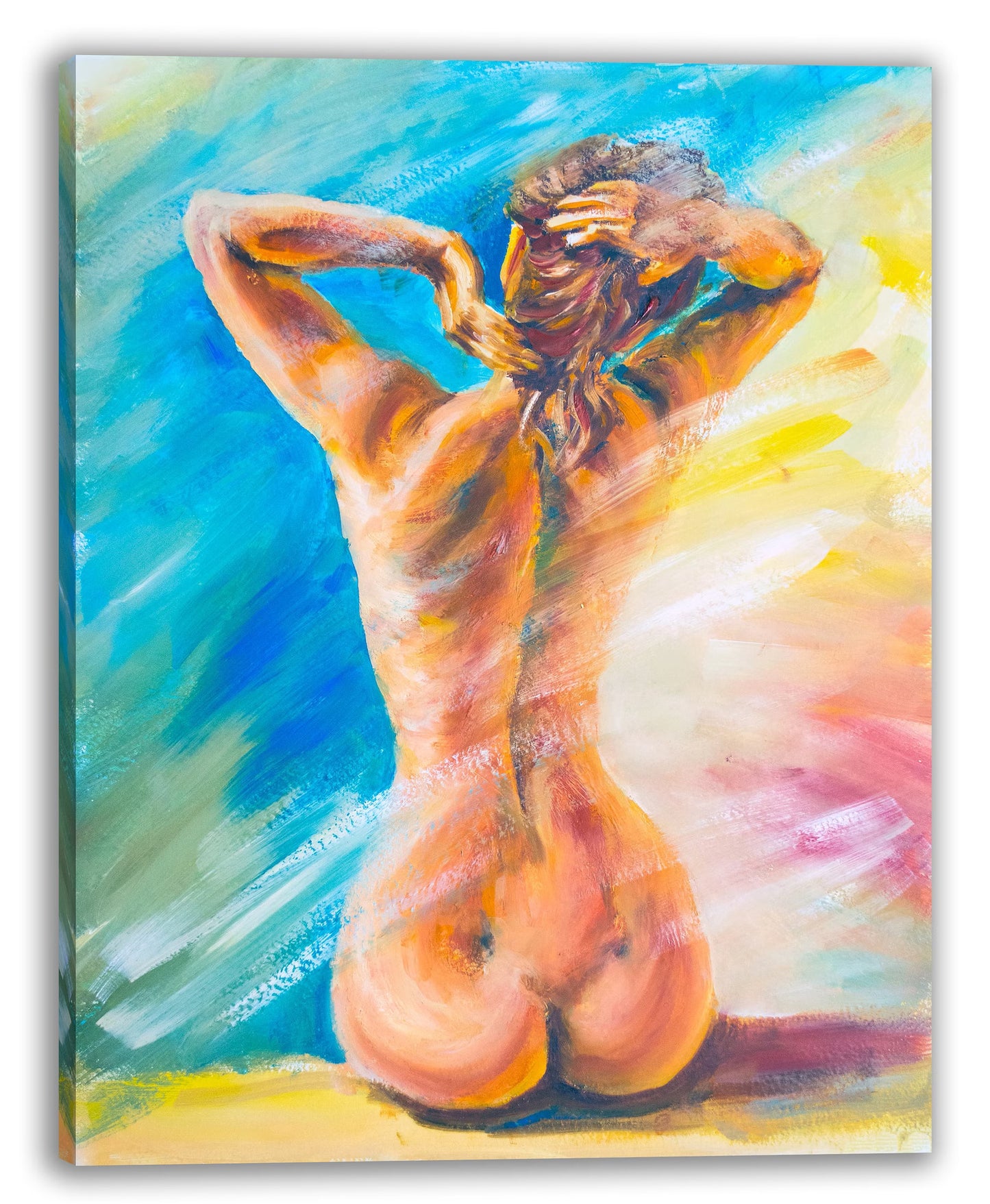 Hand Painted "Naked back woman" Oil painting on Canvas Modern Art, Canvas Wall Art - Wrapped Canvas Painting