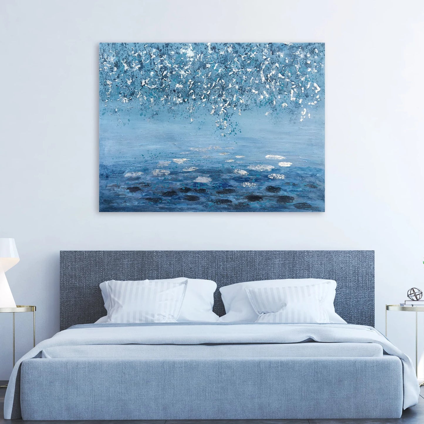 Hand-painted Abstract Art "Memories of Moonlight" painting original, canvas Wall art for living room, bedroom - Wrapped Canvas Painting