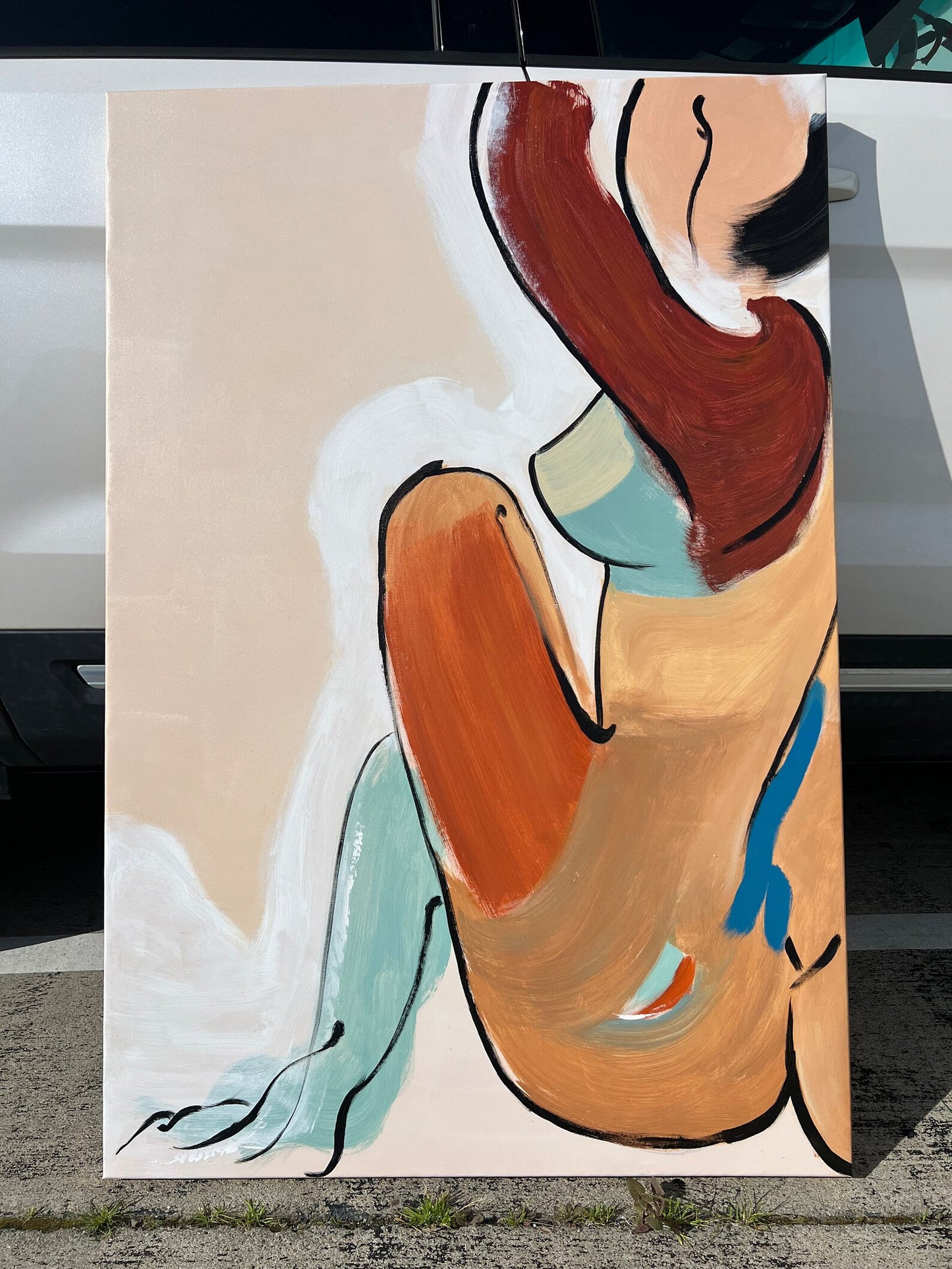 Hand-painted Art "Abstract woman nude" Modern Oil Painting, Wall art for living room, bedroom, office - Wrapped Canvas Painting