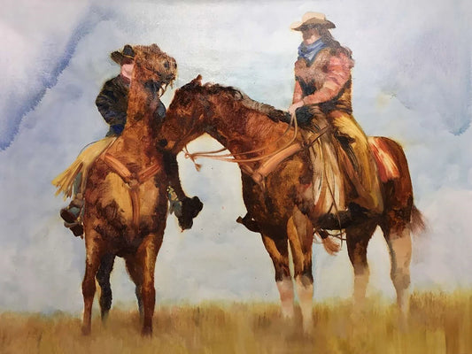 Original "Western Cowboys: On the Prairie" Hand Painted Artwork for Living Room, Bedroom, Foyer, Bar or Office - Framed Canvas