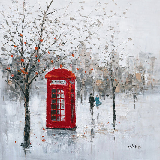 Modern artwork "Telephone Booth in the Wind" oil painting original - Wrapped canvas painting