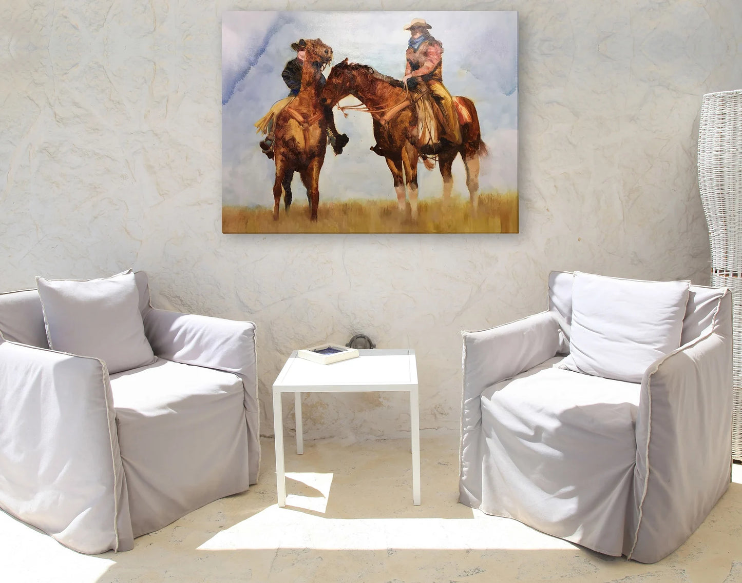 Original "Western Cowboys: On the Prairie" Hand Painted Artwork for Living Room, Bedroom, Foyer, Bar or Office - Framed Canvas