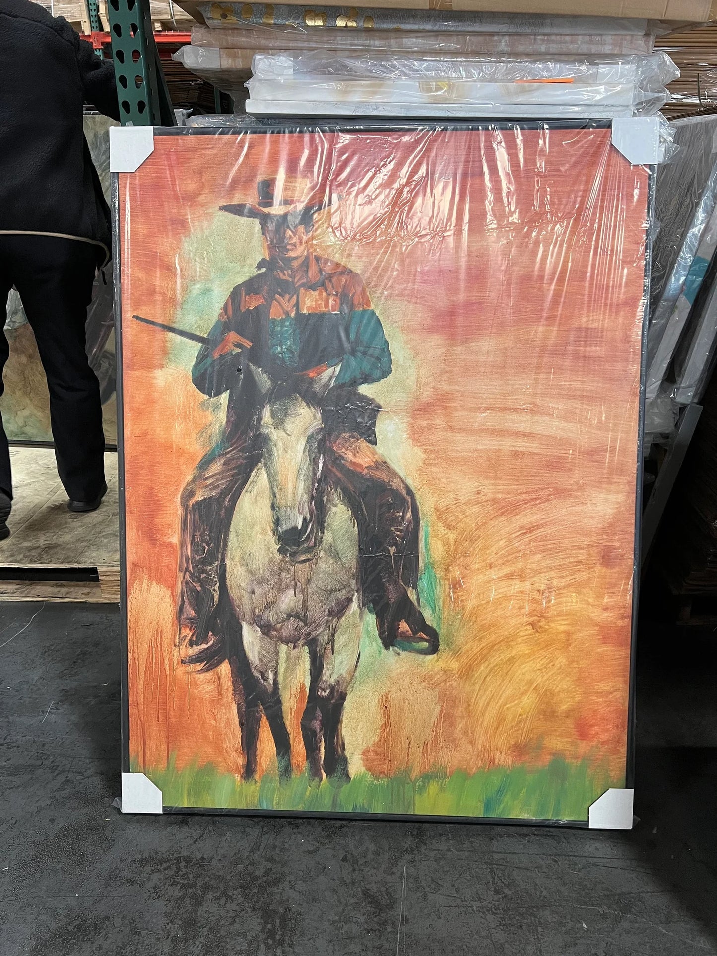 Original "West Cowboy: Riding Alone on the Prairie" Hand Painted Artwork for Living Room, Bedroom, Foyer, Bar or Office - Framed Canvas