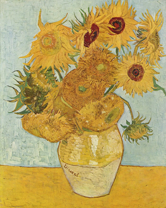 Hand-painted art "Sunflowers II" by Vincent Van Gogh, high quality reproduction of - Wrapped Canvas Painting
