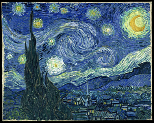 Hand-painted art "The Starry Night" by Vincent Van Gogh, high quality reproduction of - Wrapped Canvas Painting