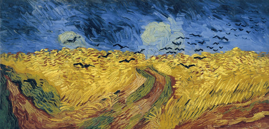 Hand-painted art "Wheatfield with Crows" by Vincent Van Gogh, high quality reproduction of - Wrapped Canvas Painting