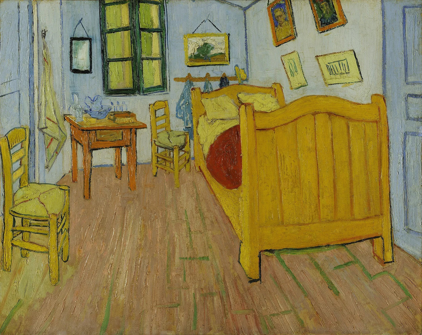Hand-painted art "Bedroom in Arles" by Vincent Van Gogh, high quality reproduction of - Wrapped Canvas Painting