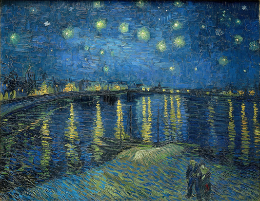 Hand-painted Art "Starry Night Over the Rhône " by Vincent Van Gogh, high quality reproduction of - Wrapped Canvas Painting