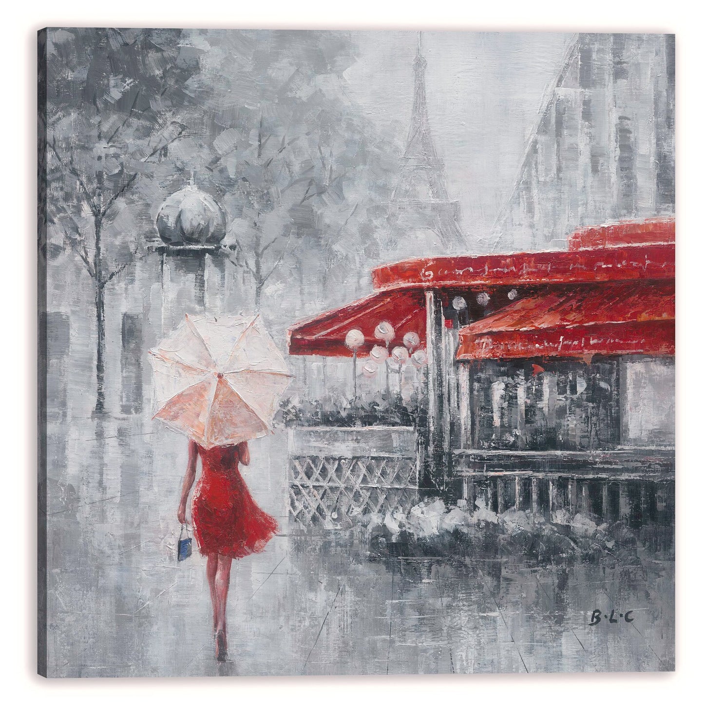 Parisian Encounter: A Café Delight - Hand-Painted Original Art on Canvas