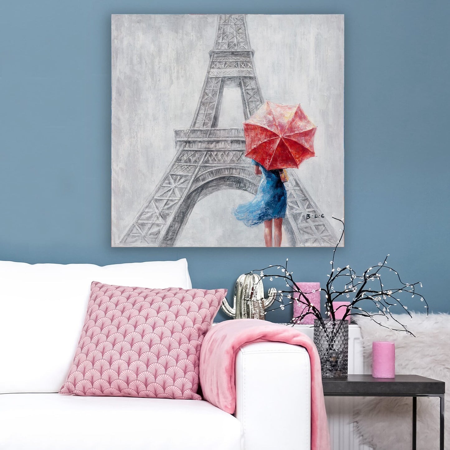 Original "Paris in the Wind" hand painted artwork on wrapped canvas for living room, bedroom, foyer, bar or office