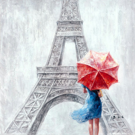 Original "Paris in the Wind" hand painted artwork on wrapped canvas for living room, bedroom, foyer, bar or office
