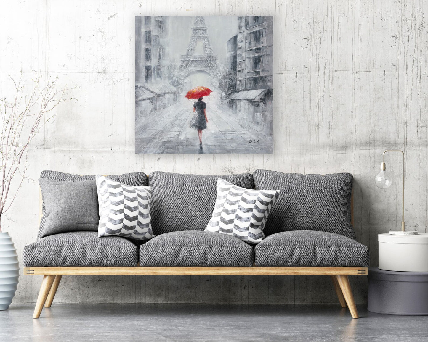 Original "Paris in the Rain" hand-painted artwork, wrapped canvas painting, suitable for living room, bedroom, foyer, bar, or office