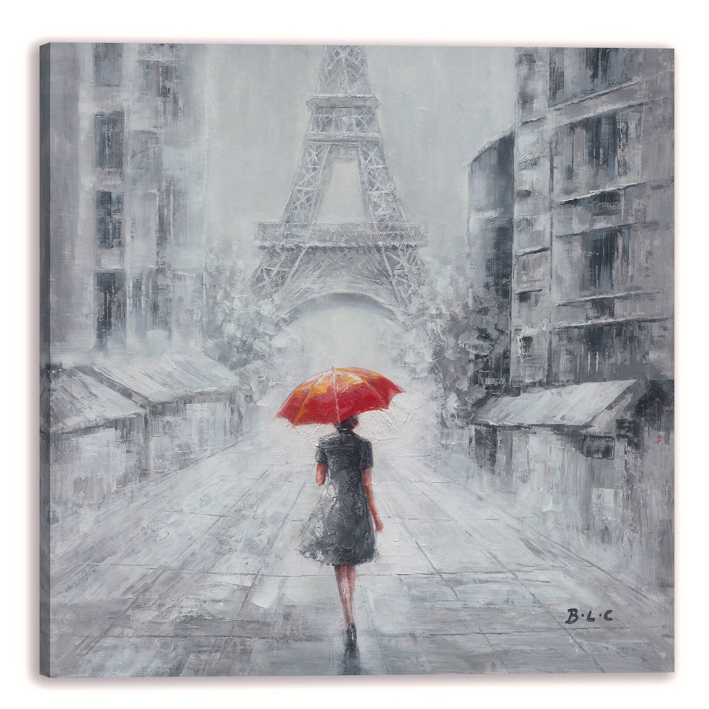 Original "Paris in the Rain" hand-painted artwork, wrapped canvas painting, suitable for living room, bedroom, foyer, bar, or office