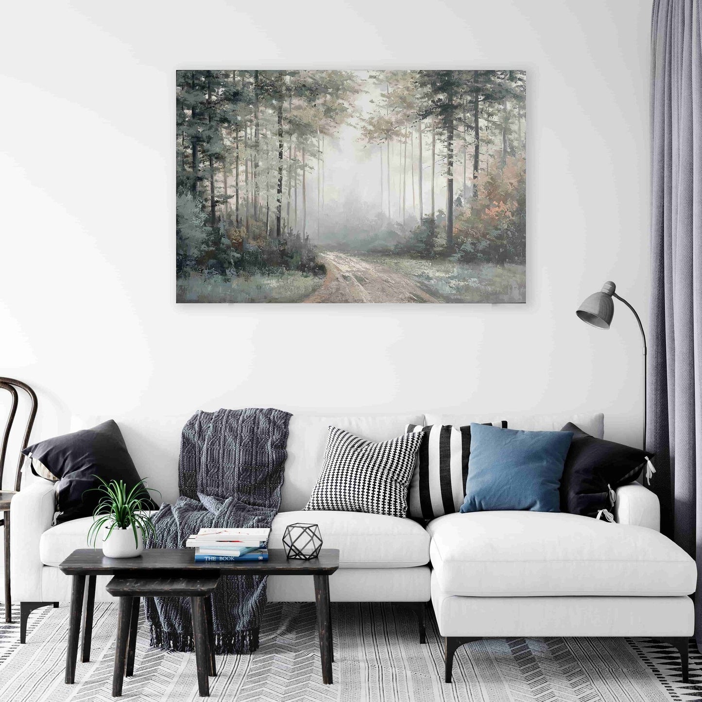 Original Nature work "Art-Path in the Deep Forest" hand-painted canvas wrpped for living room bedroom, home decor