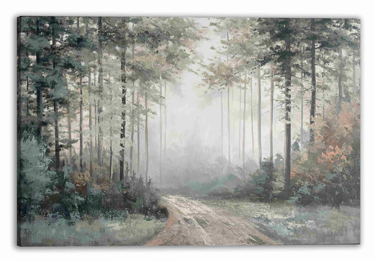 Original Nature work "Art-Path in the Deep Forest" hand-painted canvas wrpped for living room bedroom, home decor
