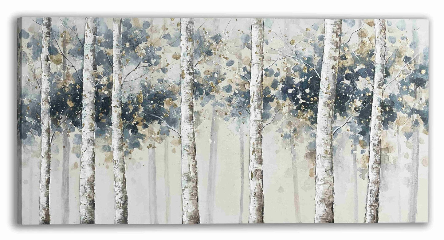 Original art "Autumn Birch Forest - Where Nature's Beauty Unfolds” hand-painted painting for living room bedroom, Home Decor