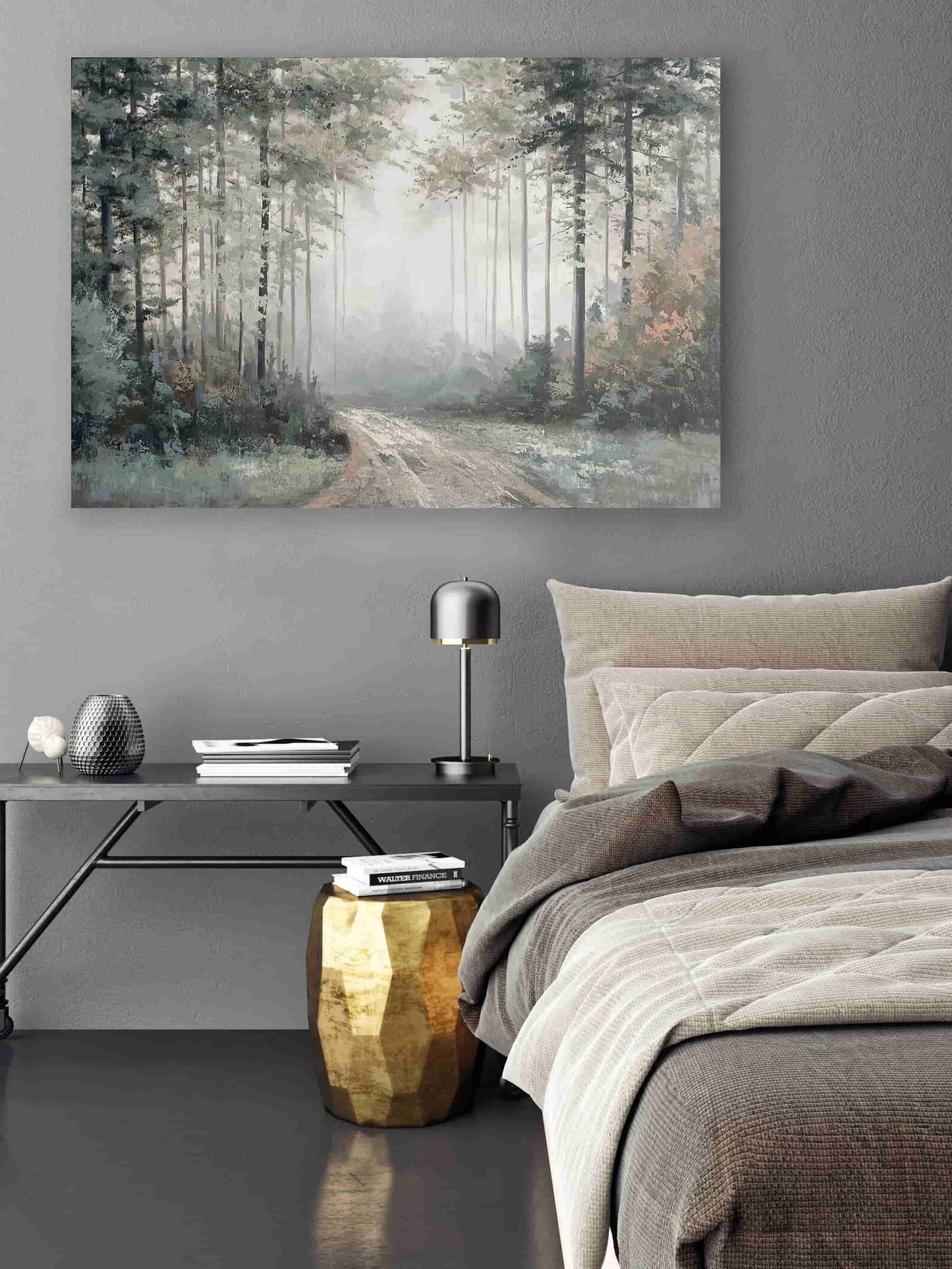 Original Nature work "Art-Path in the Deep Forest" hand-painted canvas wrpped for living room bedroom, home decor