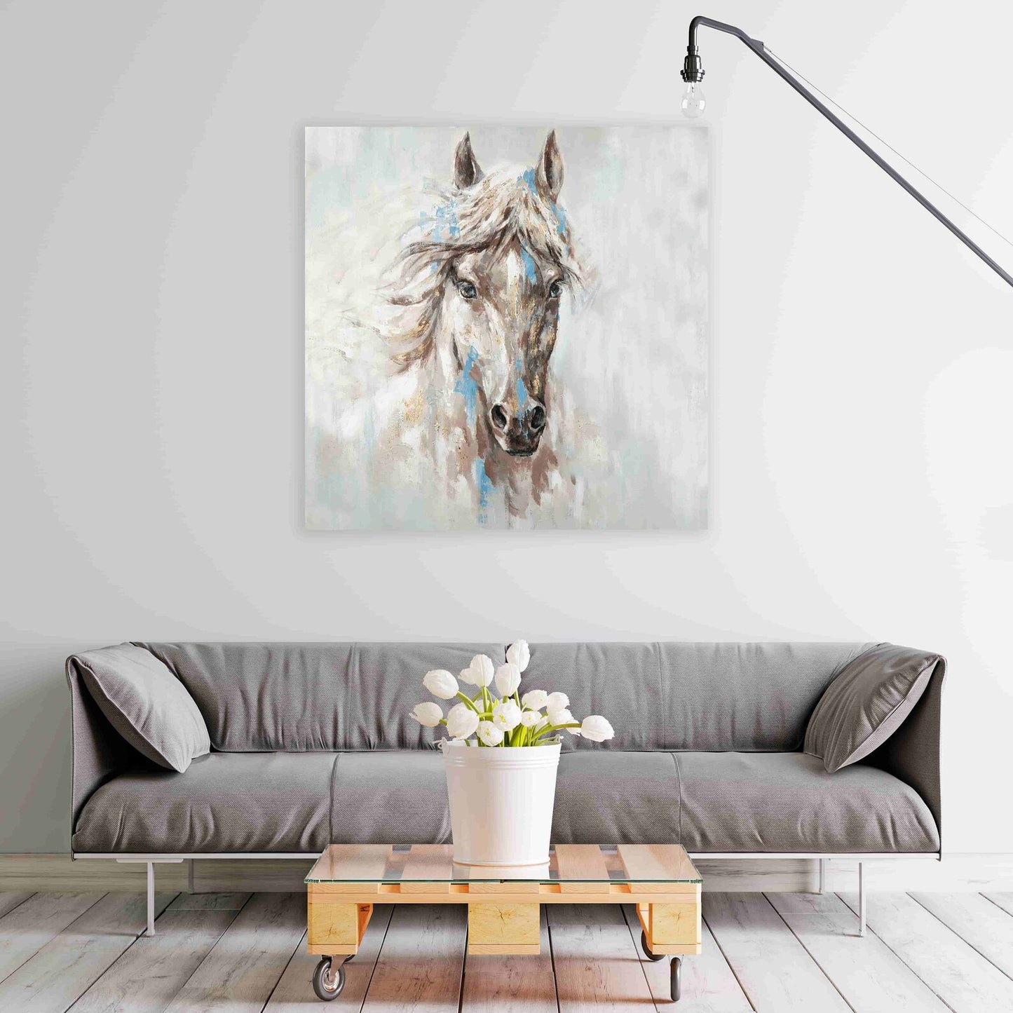 Original art "Horse Mane Blowing in the Wind" hand made painting for home decor- Canvas Wrapped