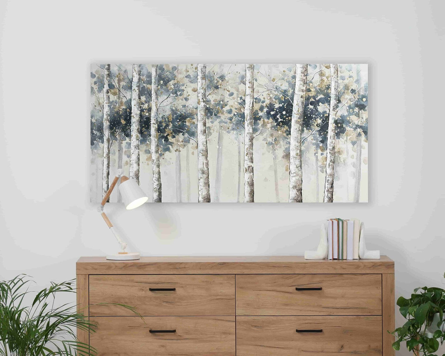 Original art "Autumn Birch Forest - Where Nature's Beauty Unfolds” hand-painted painting for living room bedroom, Home Decor