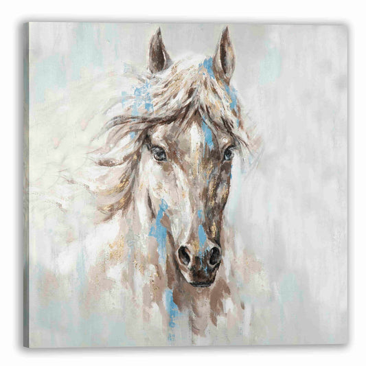 Original art "Horse Mane Blowing in the Wind" hand made painting for home decor- Canvas Wrapped