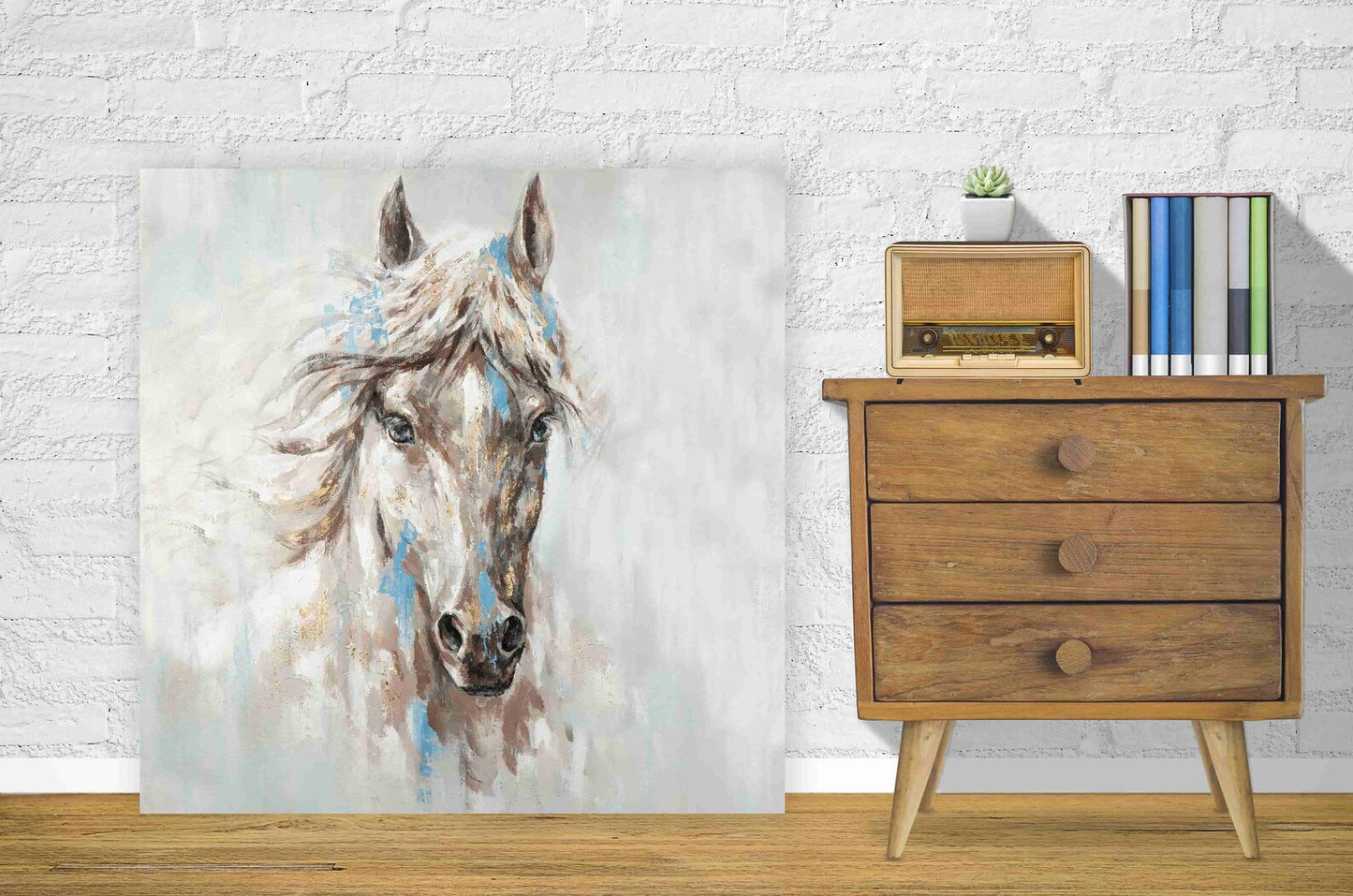 Original art "Horse Mane Blowing in the Wind" hand made painting for home decor- Canvas Wrapped