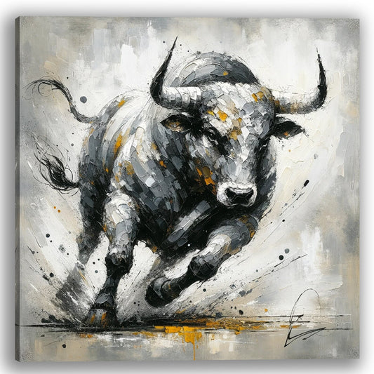 Original "Charging Bull" Abstract Impasto hand-painted art painting