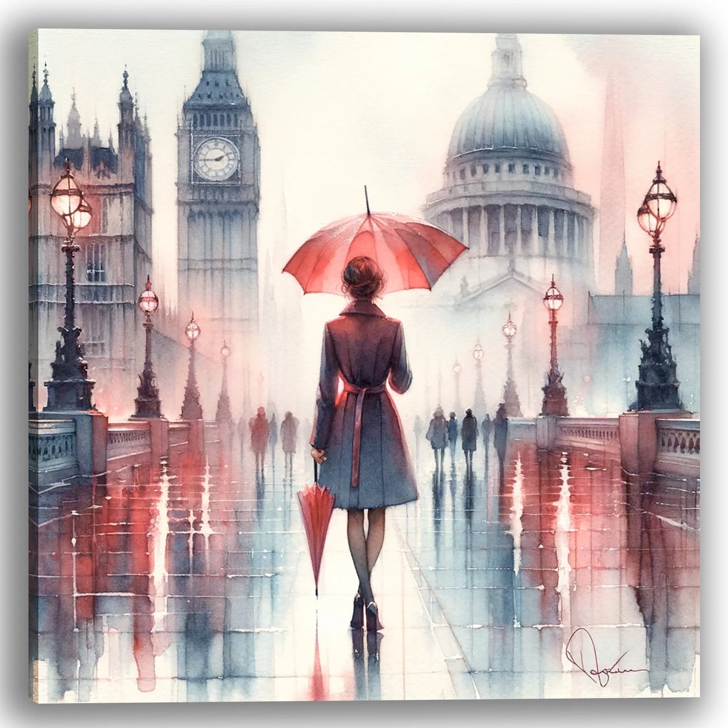 Valentine's Day present ”Romantic London Rain“ - Couple's Gift - Love in the City - Umbrella Art - Anniversary Present