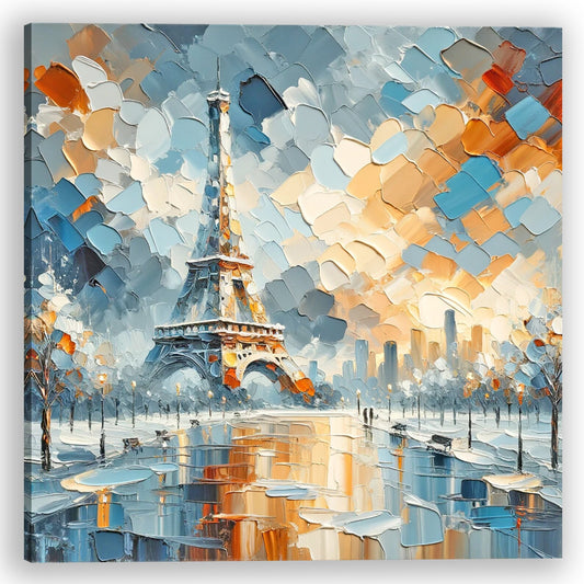 Original "Parisian Dreams" - Textured Impasto Oil Painting of Eiffel Tower - Romantic Paris Cityscape Wall Art